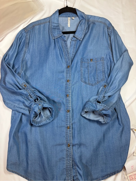 grand & greene Tops - grand & greene Light Blue Denim Button-Down Shirt